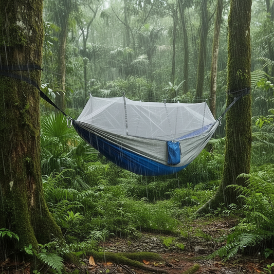 Outdoor Bliss | Camping Hammock for 2 with Integrated Mosquito Net | Lightweight Parachute Fabric for Easy Setup 1