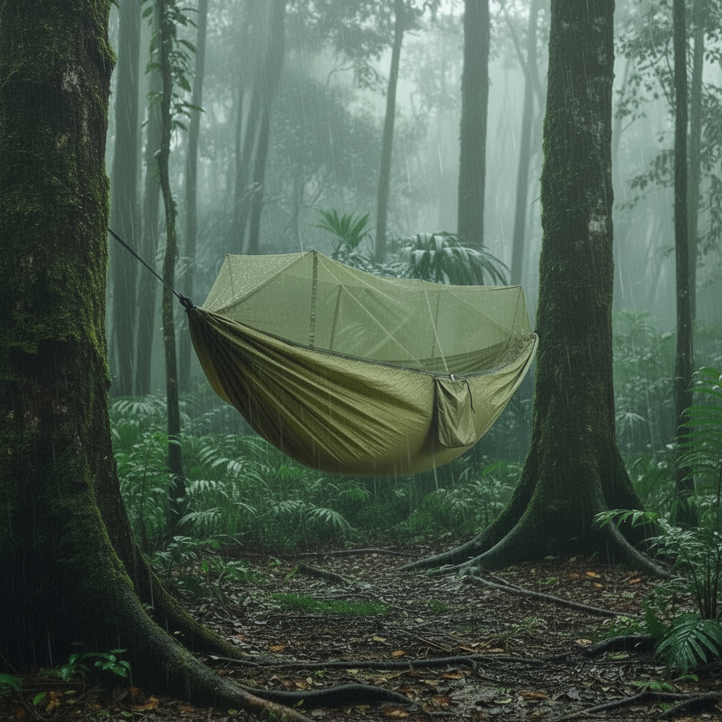 Outdoor Bliss | Camping Hammock for 2 with Integrated Mosquito Net | Lightweight Parachute Fabric for Easy Setup 2