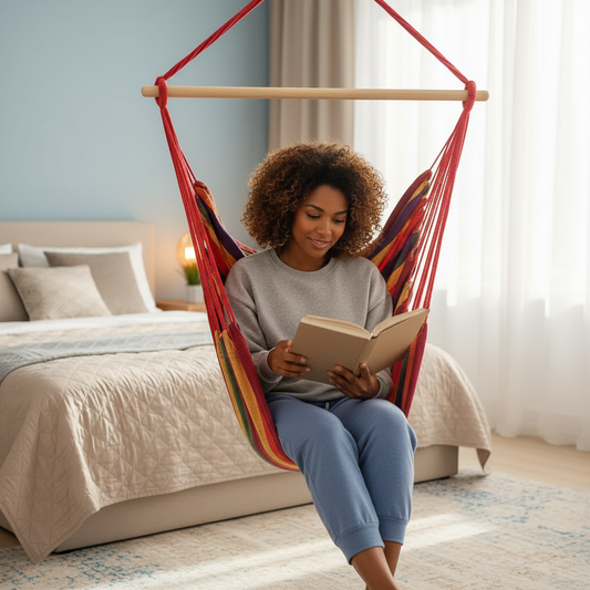 Thickened Canvas Hammock Striped Anti-Rollover Outdoor Swing Chair 1