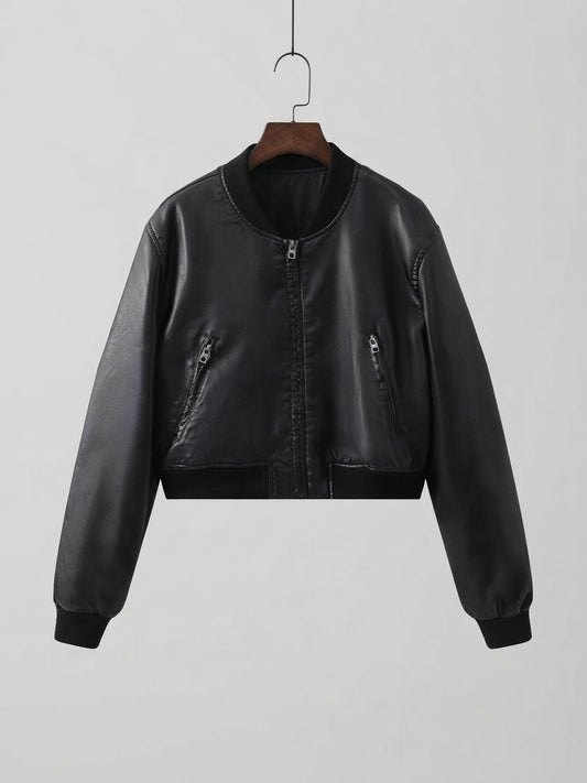 Womens PU Leather Biker Jacket 1