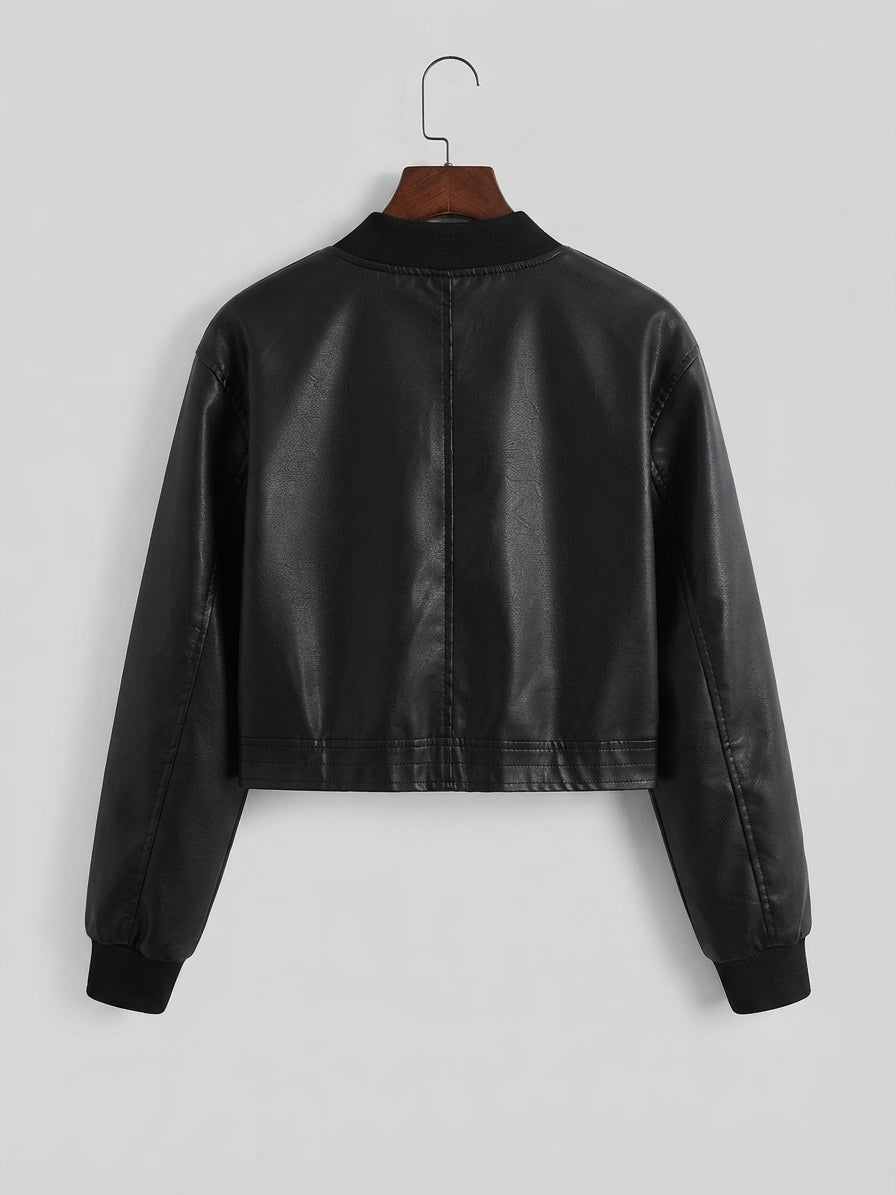 Womens PU Leather Biker Jacket 3