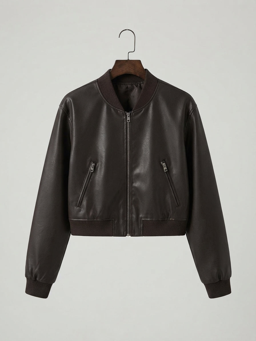 Womens PU Leather Biker Jacket 2