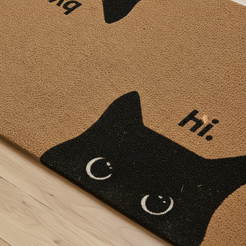 Charming Cat Collection | Flannel Doormat with Thick Sponge for Comfort | Adorable Welcome Mat for Indoor & Outdoor Use