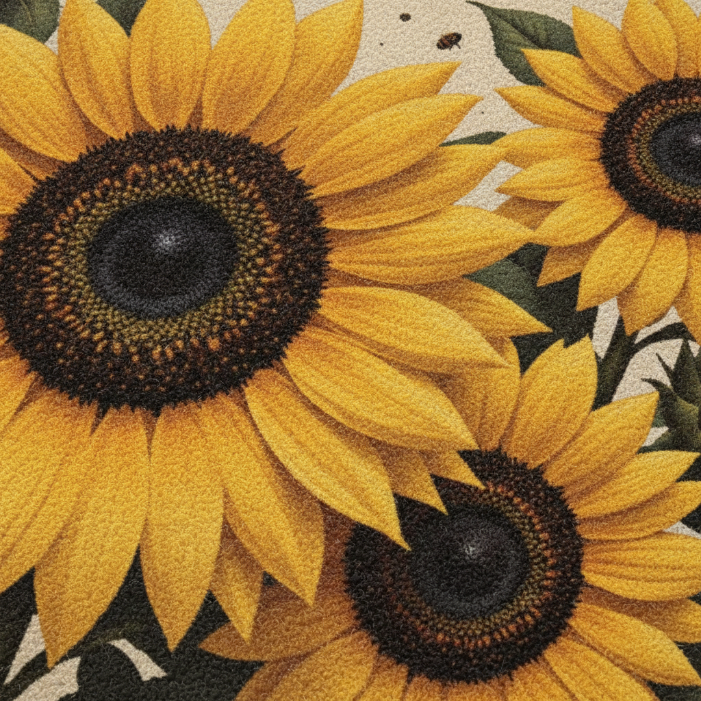 Floral Welcome Mat | Sunflower Door Mat with Soft Polyester Material | Vibrant Design for Cheerful Home Entryways