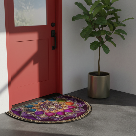 Mandala Collection | Semicircular Floor Mat with Vibrant Design | Machine Washable for Easy Care 1