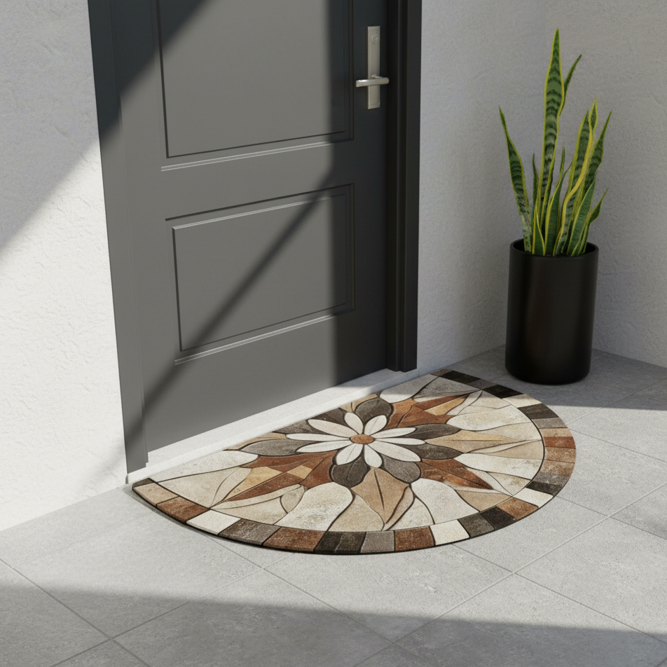 Welcome Floor Mat | Semicircular Design with Anti-Slip Rubber Backing | Fade-Resistant for Indoor & Outdoor Use 1