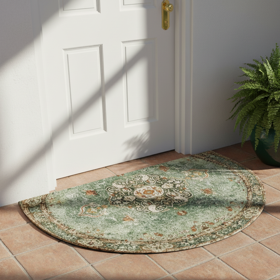 Crystal Velvet Semi-Circular Doormat Machine Washable Non-Slip 40x60cm 1