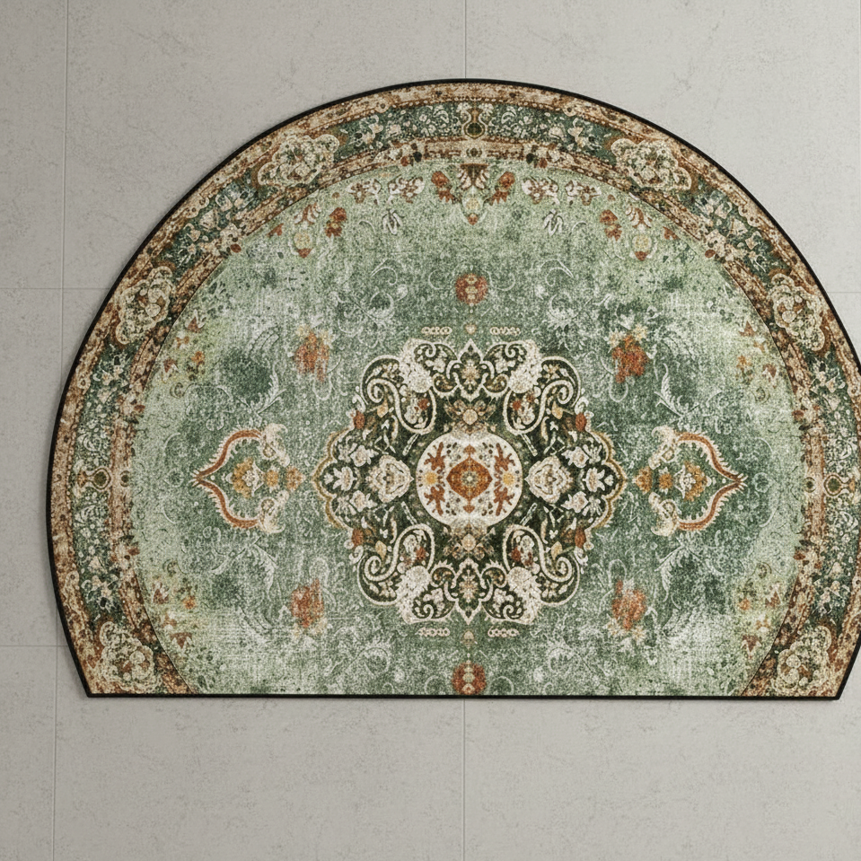 Crystal Velvet Semi-Circular Doormat Machine Washable Non-Slip 40x60cm 3