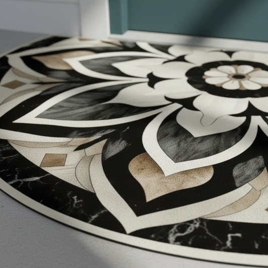 2D Flat Mandala Doormat Semi-Circular Polyester 40x60cm 1