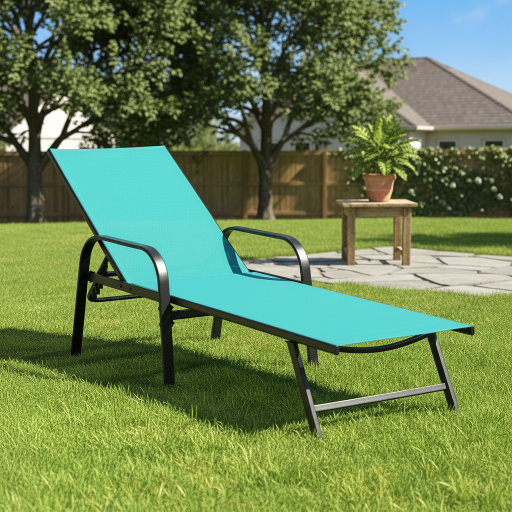 Outdoor Lounge Chair | 5-Position Recliner with Portable Design | Ideal for Relaxation by Poolside 3