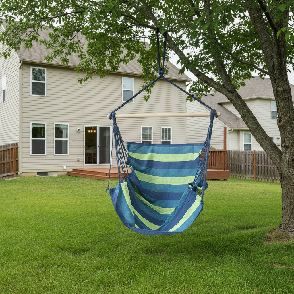Thickened Canvas Hammock Striped Anti-Rollover Outdoor Swing Chair 3