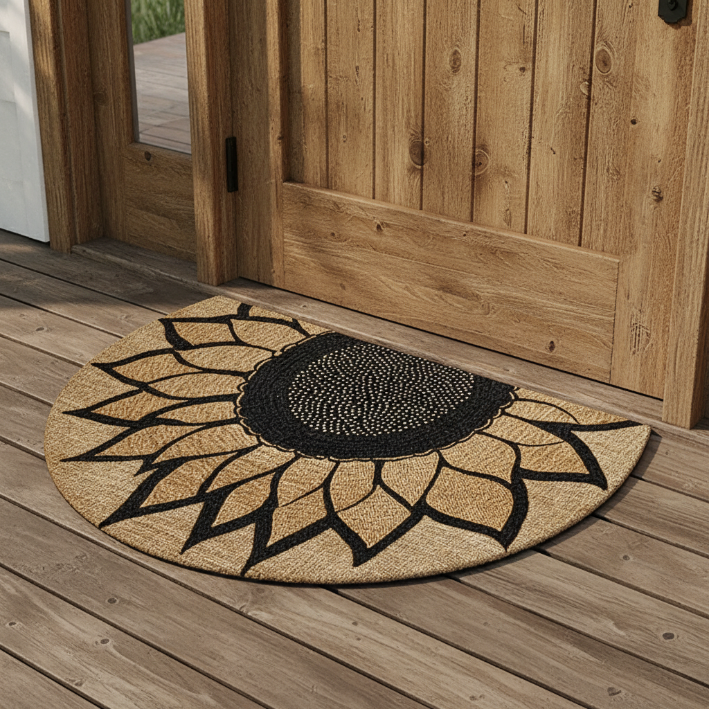 Elegant Home | Washable Living Room Rug with Non-Slip Backing | Soft Sunflower Petal Design for Stylish Comfort 2