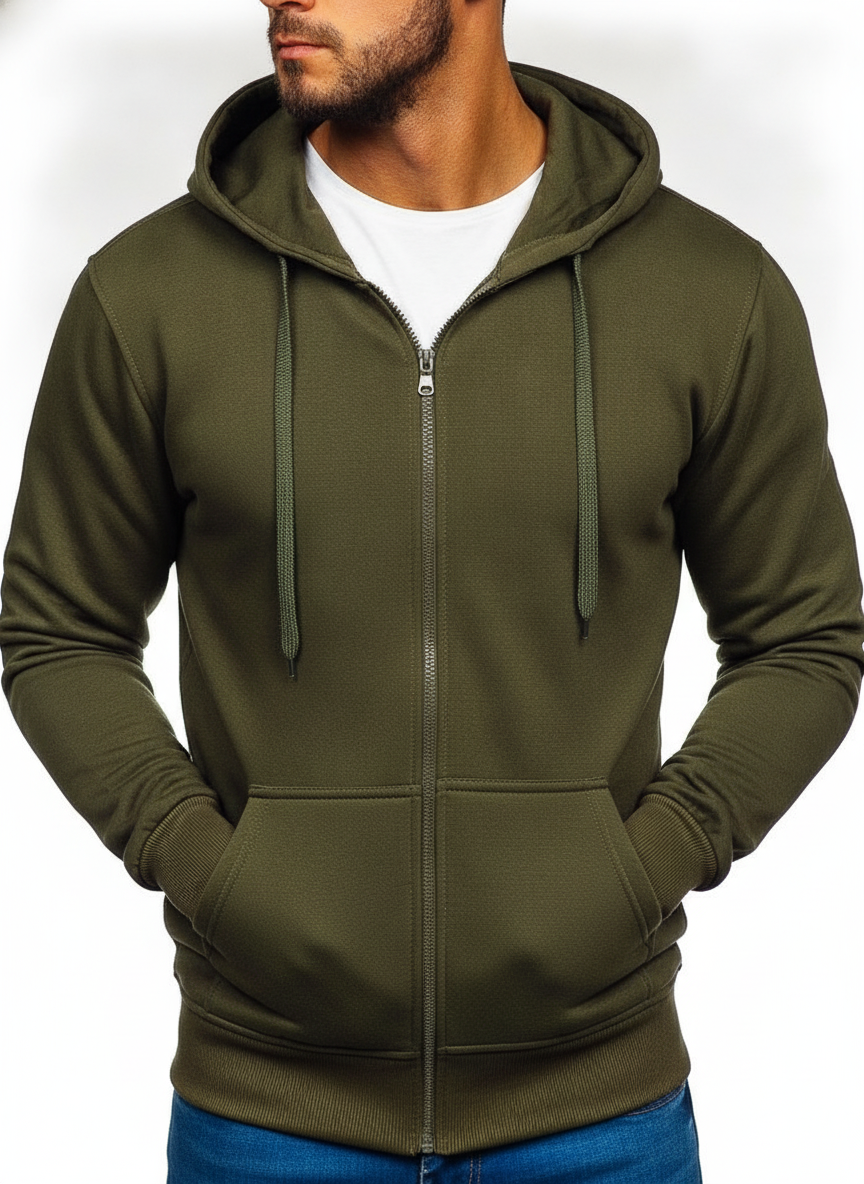 Men’s Casual Hoodie Jacket | Solid Color Zipper Hoodie with decent thickness