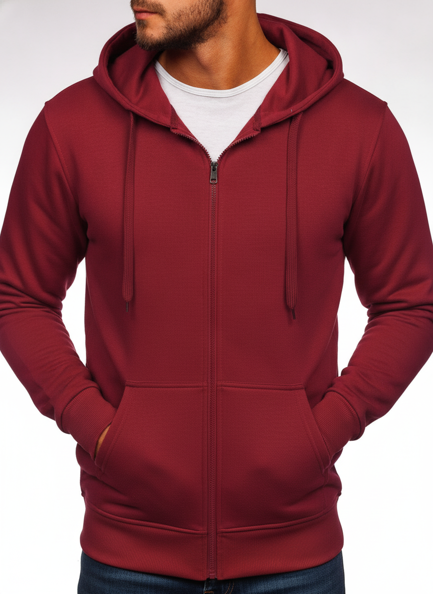 Men’s Casual Hoodie Jacket | Solid Color Zipper Hoodie with decent thickness