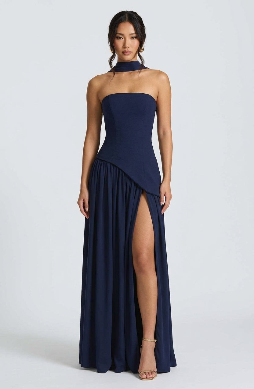 Elegant Strapless Maxi Dress with High Slit | Perfect for Summer Events