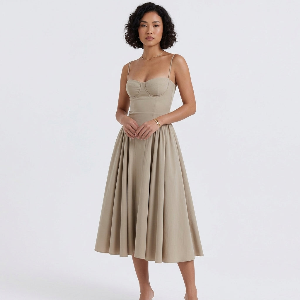 Elegant Midi Dress | White Midi Dress with Flattering Silhouette | Versatile Style for Women