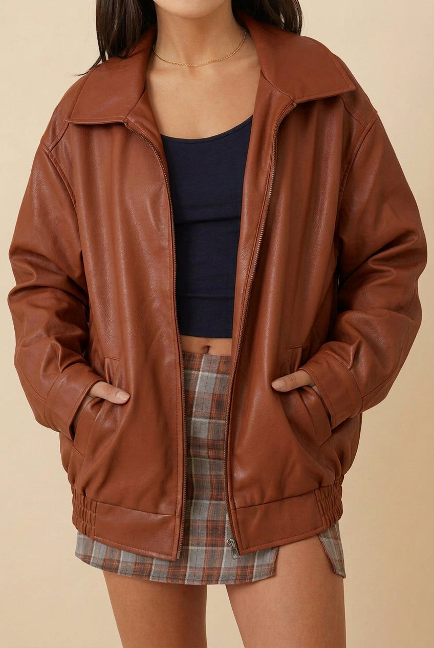 Sofia Collection | Women's Leather Jacket with Modern Zipper | Elegant Style for Versatile Outfits