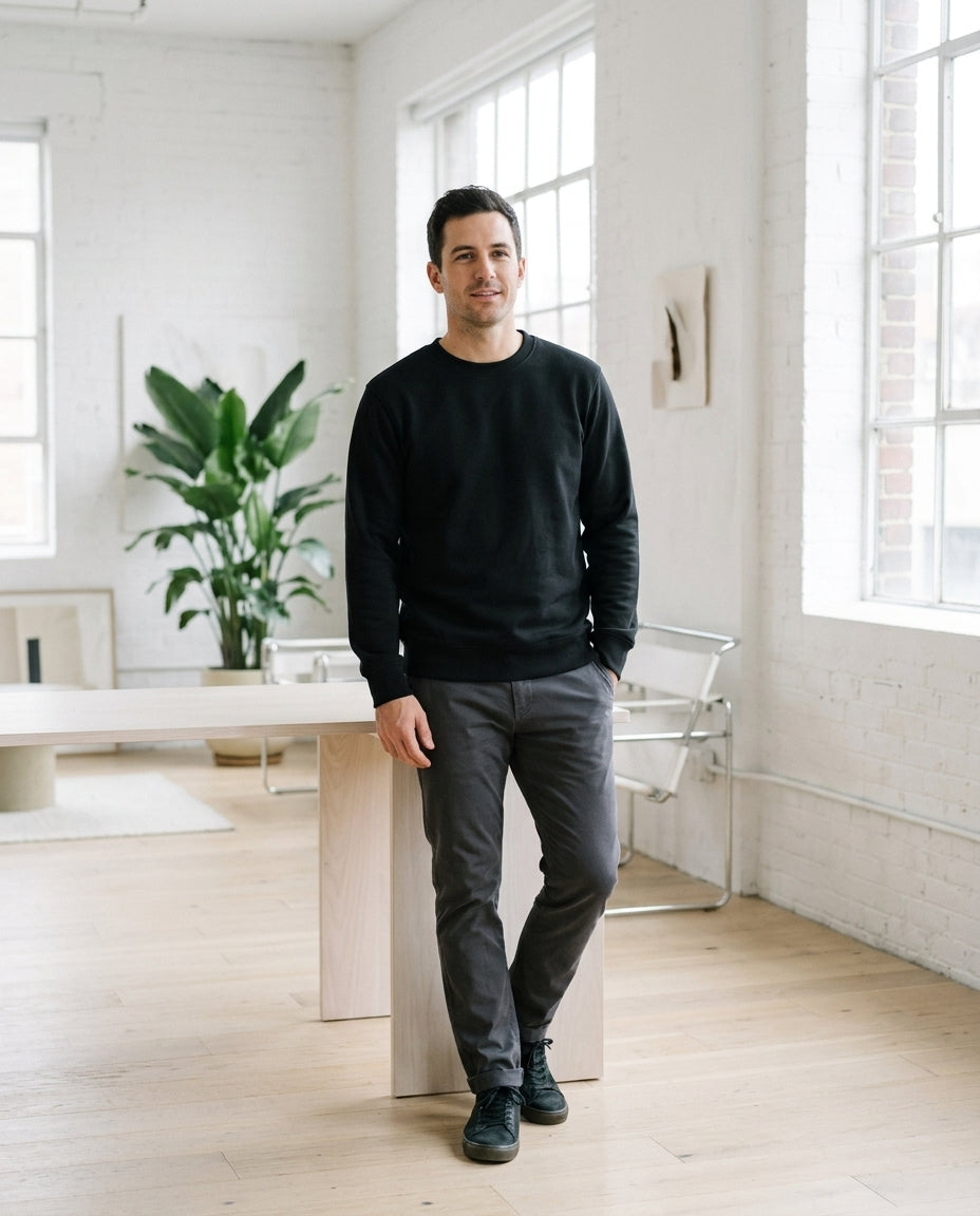 Relaxed Fit Crewneck Sweatshirt for Men