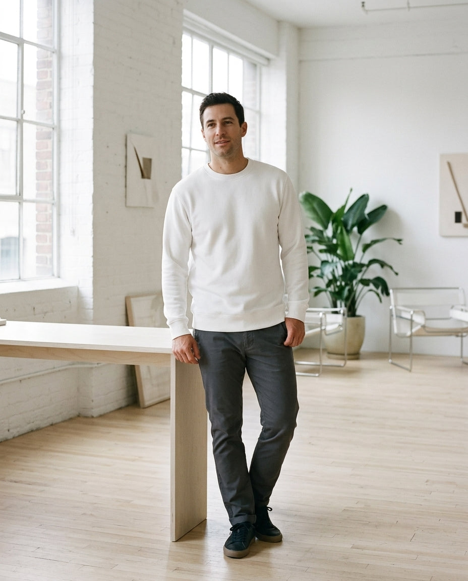 Relaxed Fit Crewneck Sweatshirt for Men