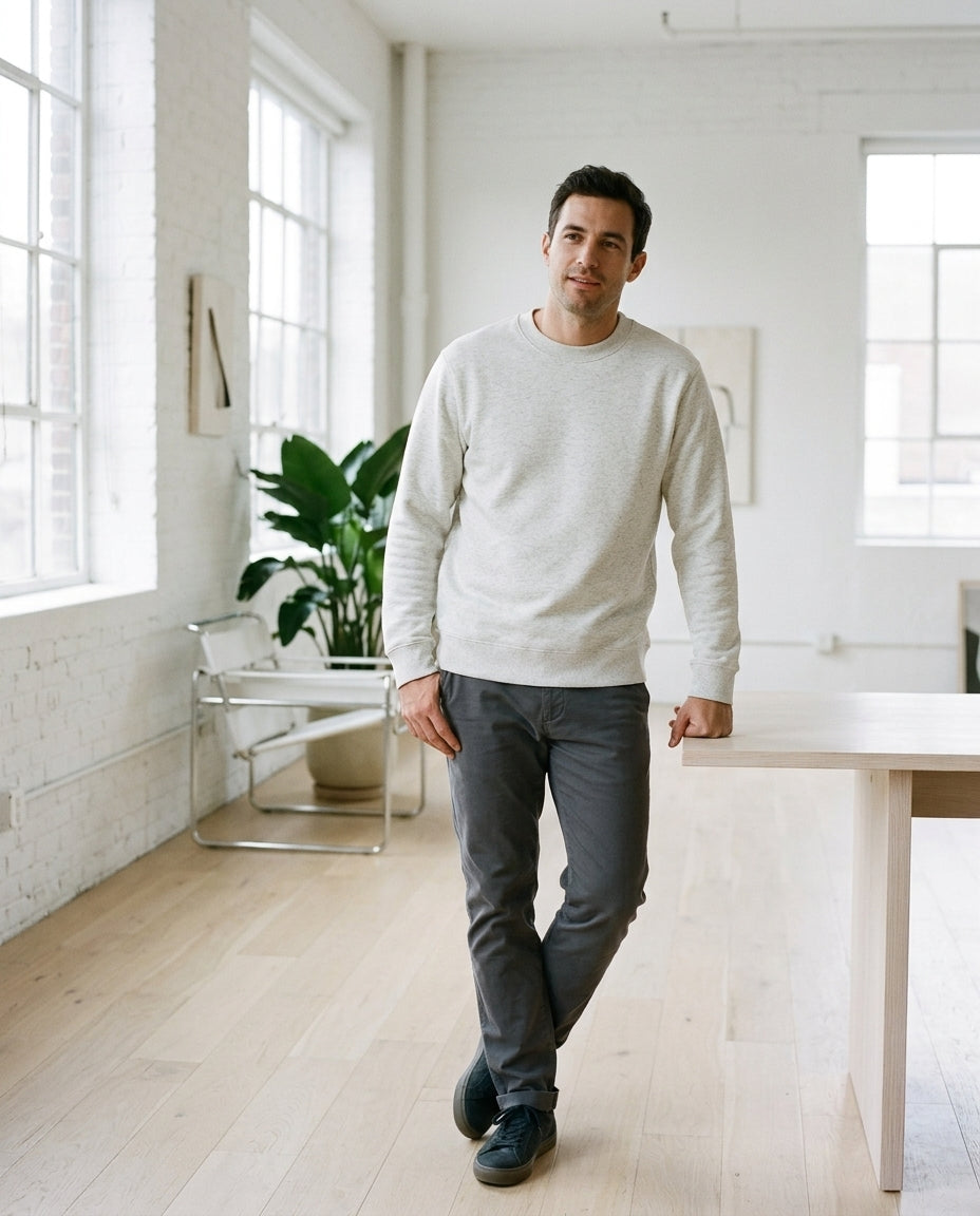 Relaxed Fit Crewneck Sweatshirt for Men