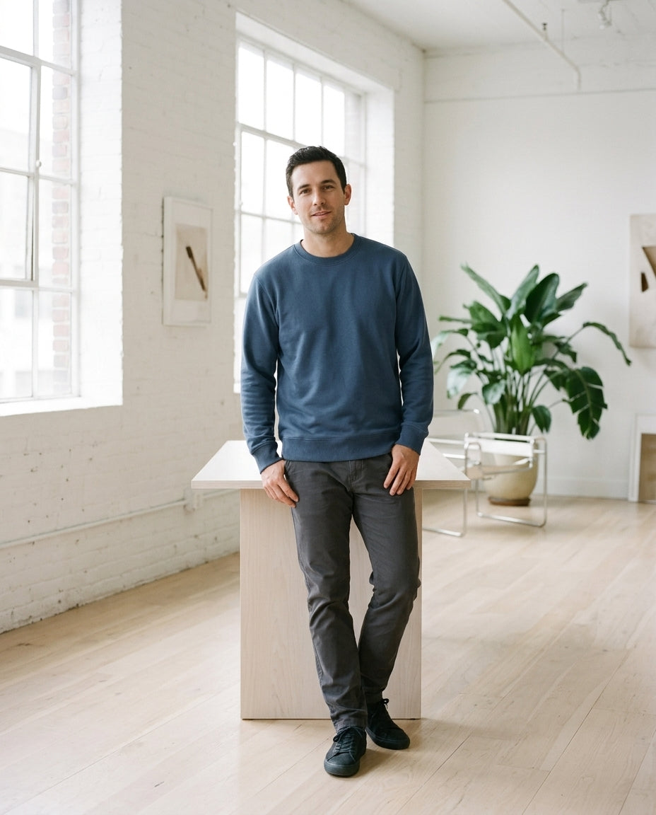 Relaxed Fit Crewneck Sweatshirt for Men