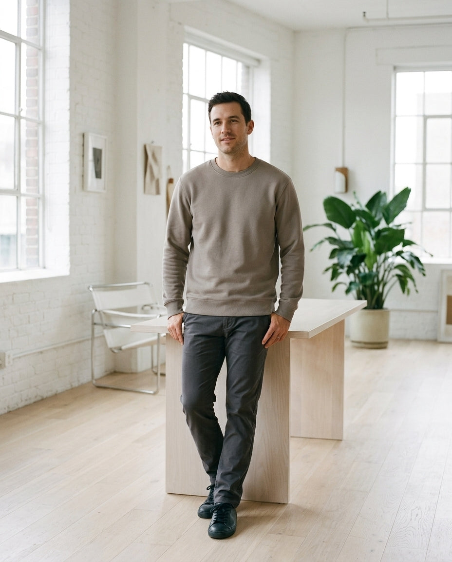 Relaxed Fit Crewneck Sweatshirt for Men