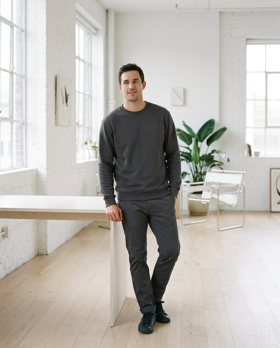 Relaxed Fit Crewneck Sweatshirt for Men