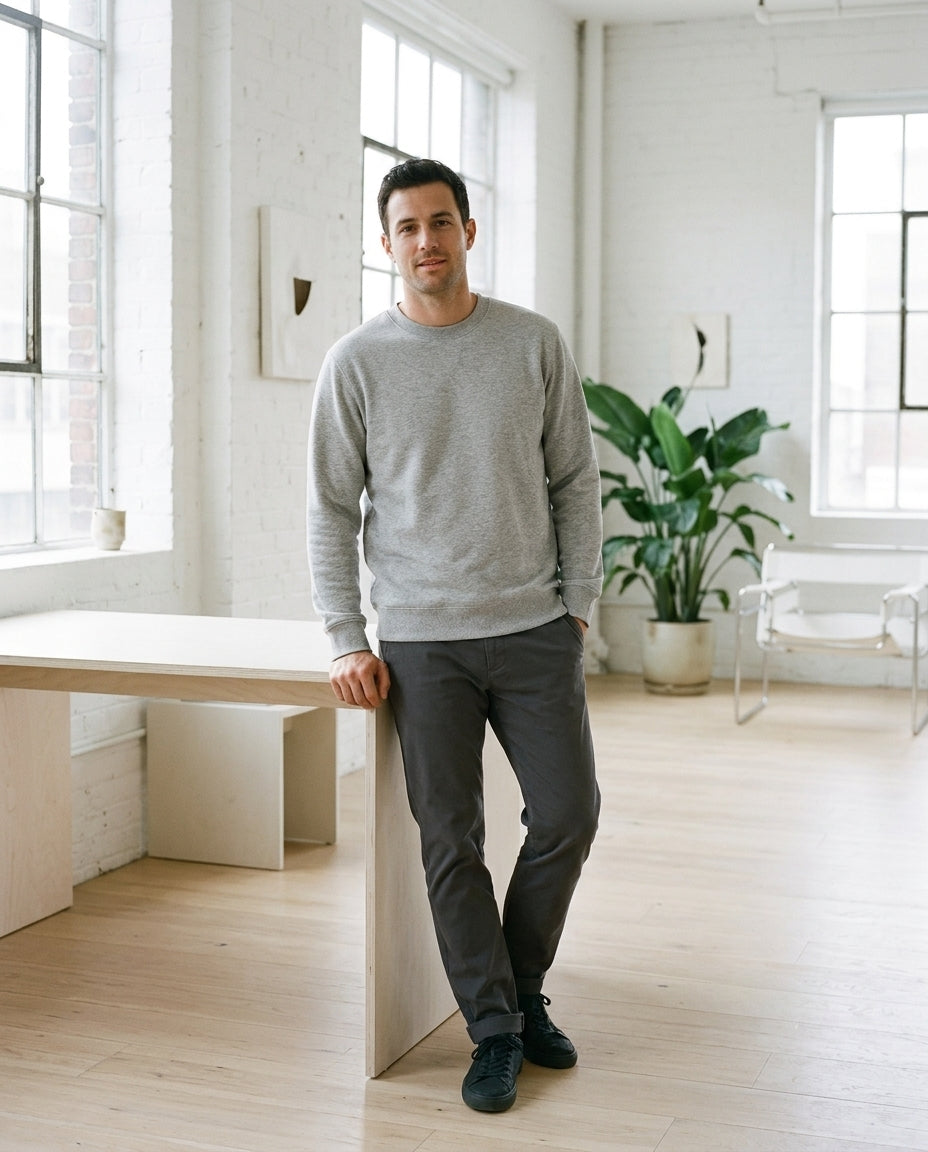 Relaxed Fit Crewneck Sweatshirt for Men