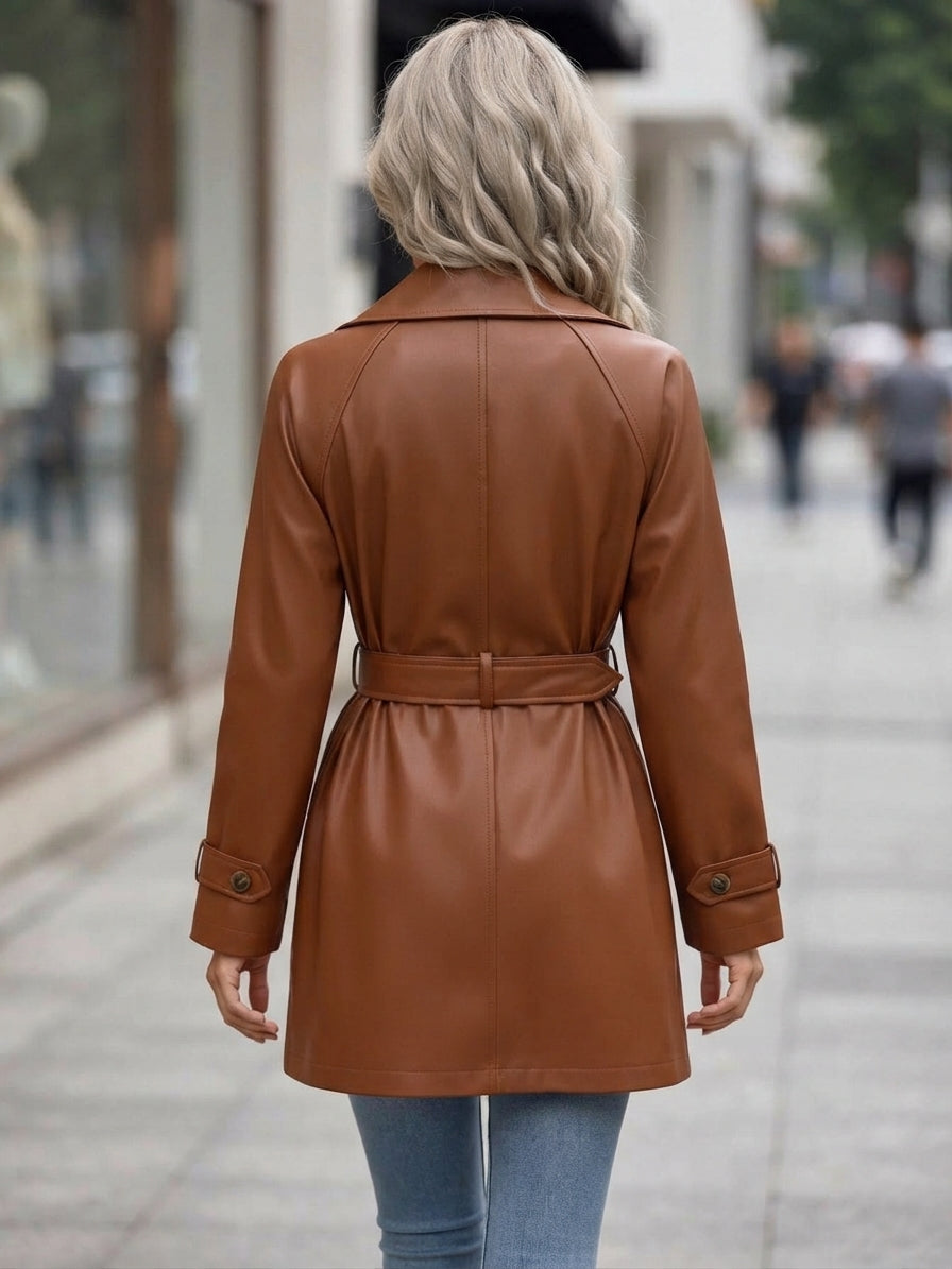 Retro Double-Breasted PU Leather Jacket 2