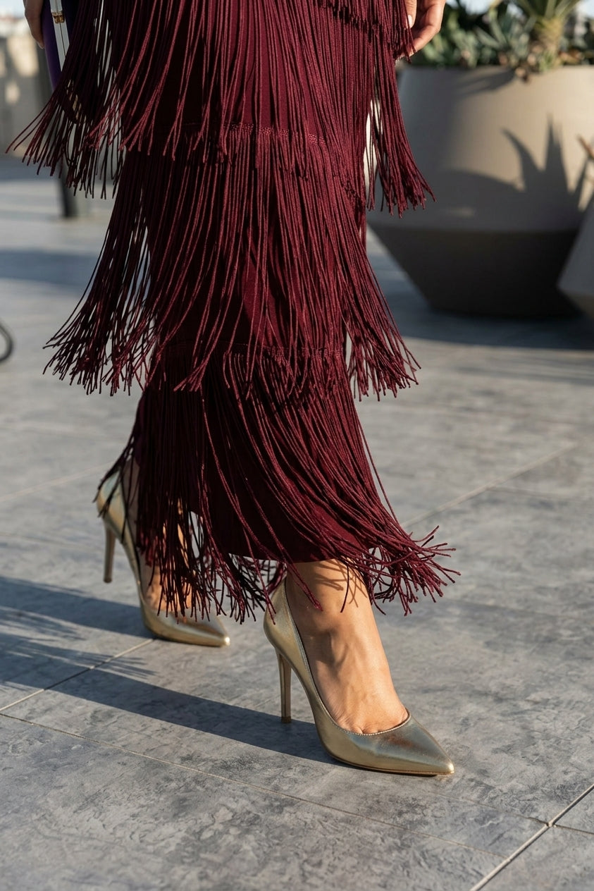 Elegant Maxi Dress | Dramatic Fringe Detail 6