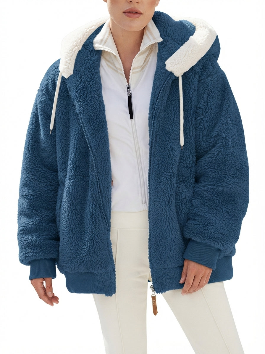 Chic Casual | Womens Fleece Jacket with Hood & Zipper 3