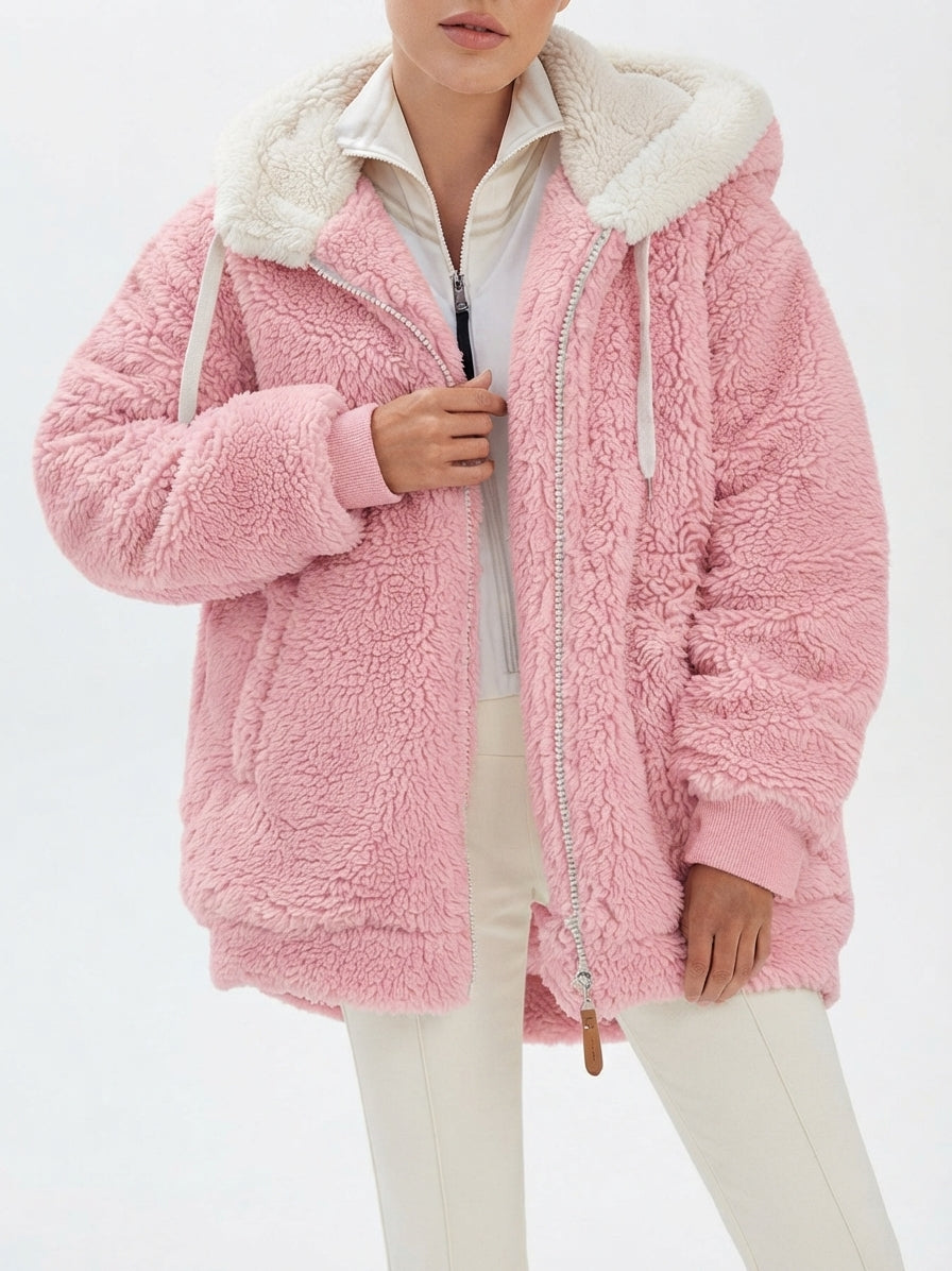 Chic Casual | Womens Fleece Jacket with Hood & Zipper 4