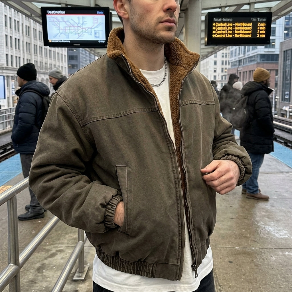 Vintage Polar Fleece Thick Bomber Style Jacket 2