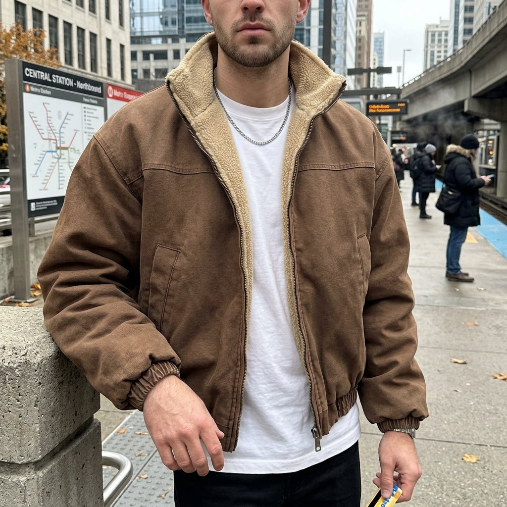 Vintage Polar Fleece Thick Bomber Style Jacket 3