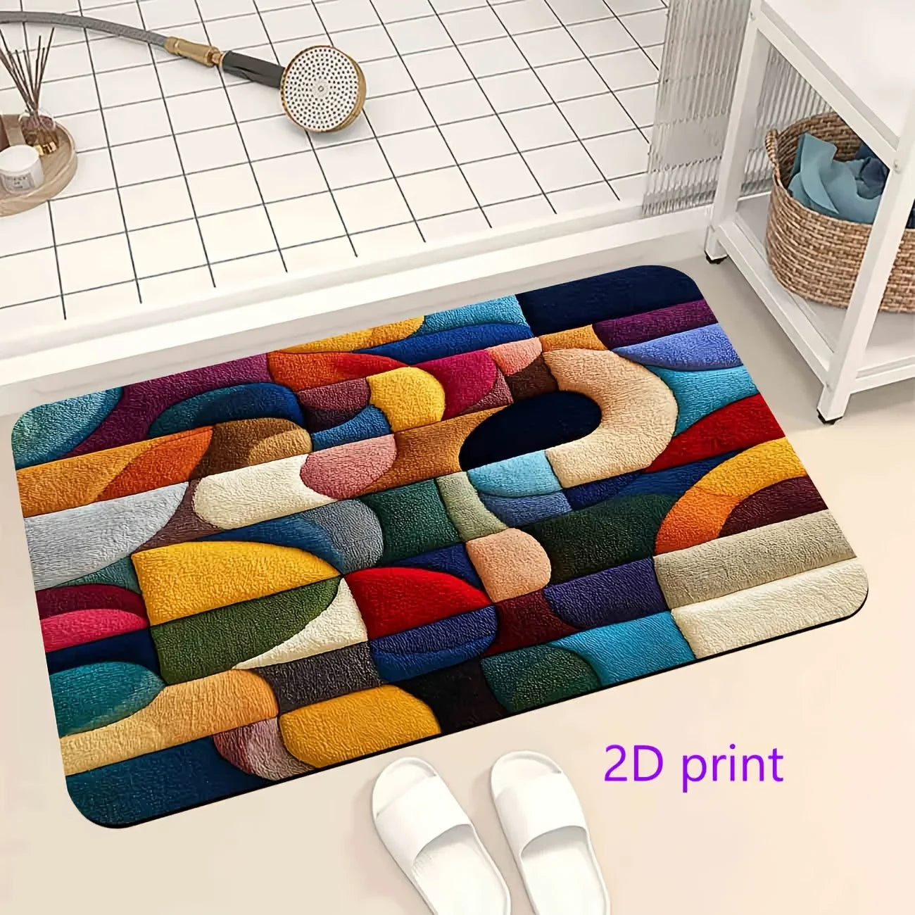 Geometric Bath Mat | Soft Non-Slip Bathroom Rug with Quick-Dry Feature | Stylish Safety for Everyday Use