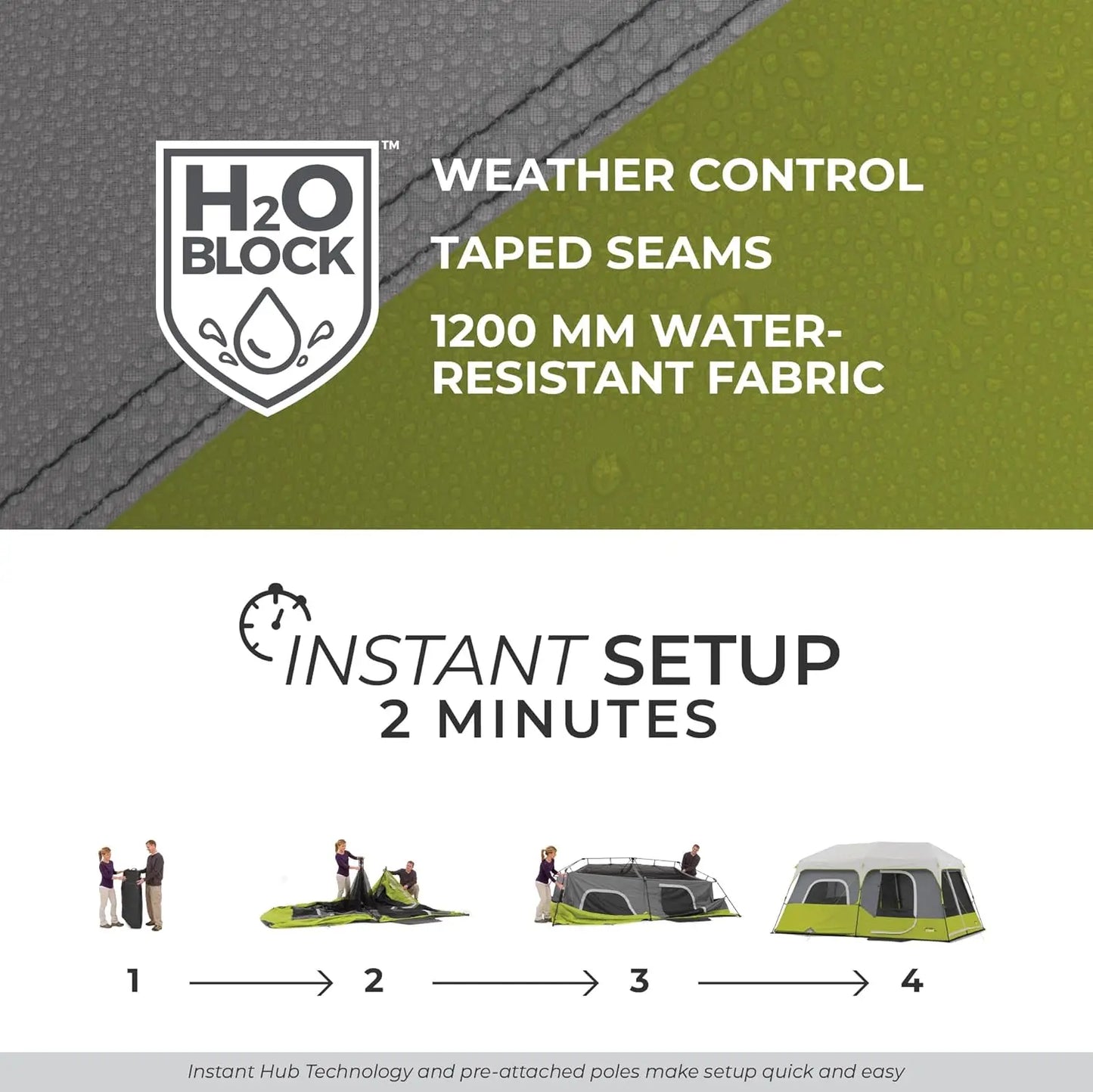 Instant Cabin Tent | 9-Person Pop Up Camping Tent with Quick Setup | Weather-Resistant Design for Family Outdoor Adventures