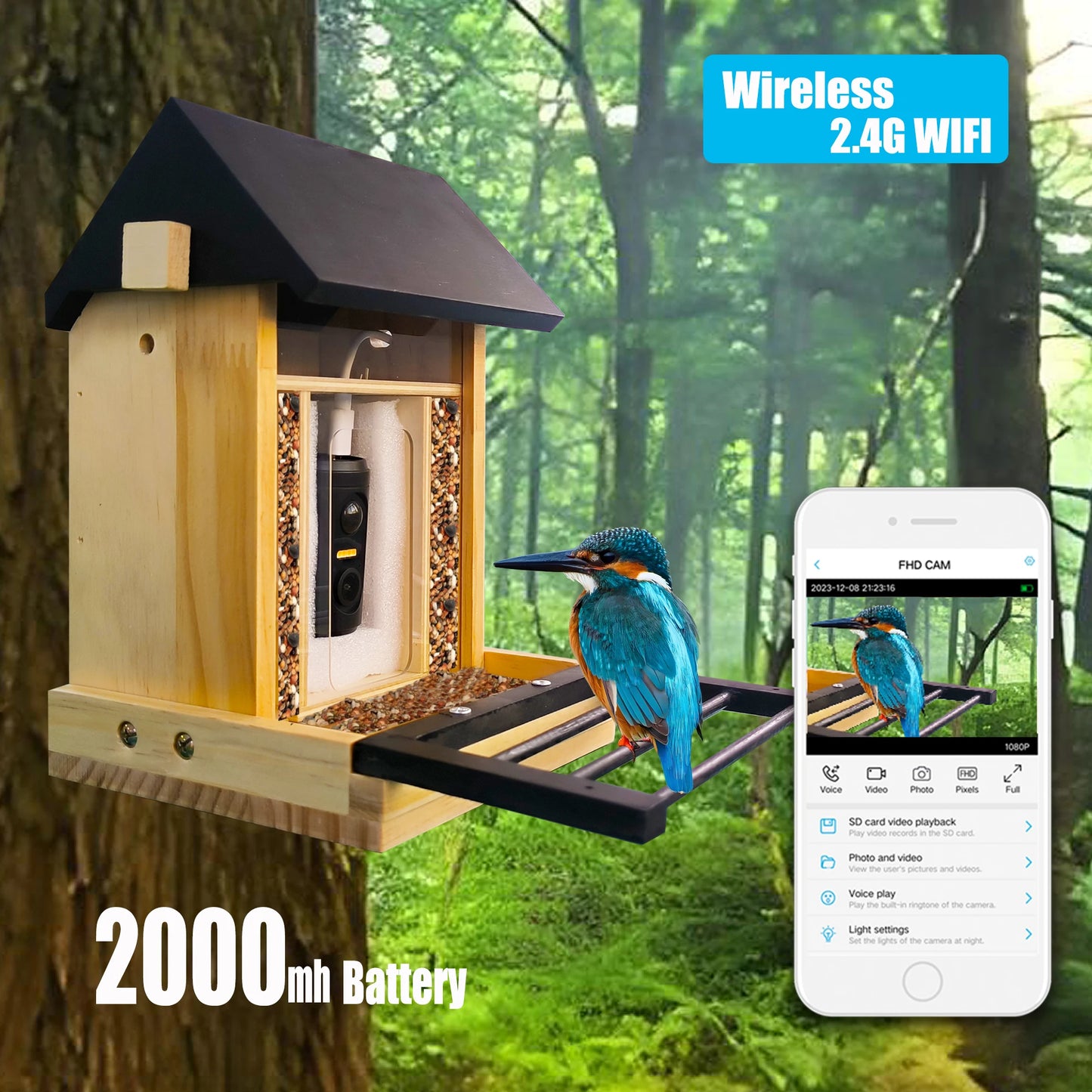 Nature Watcher | Smart Bird Feeder with 1080P Camera & Night Vision | Remote Viewing for Bird Enthusiasts