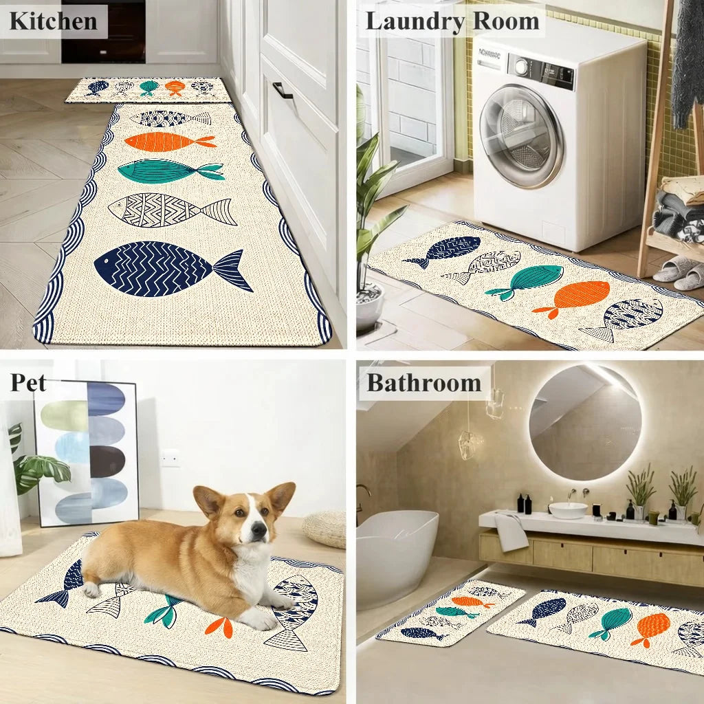 Nordic Collection | Non-Slip Bath Mat with Soft Flannel Fabric | Absorbent Bathroom Rug for Safety and Comfort