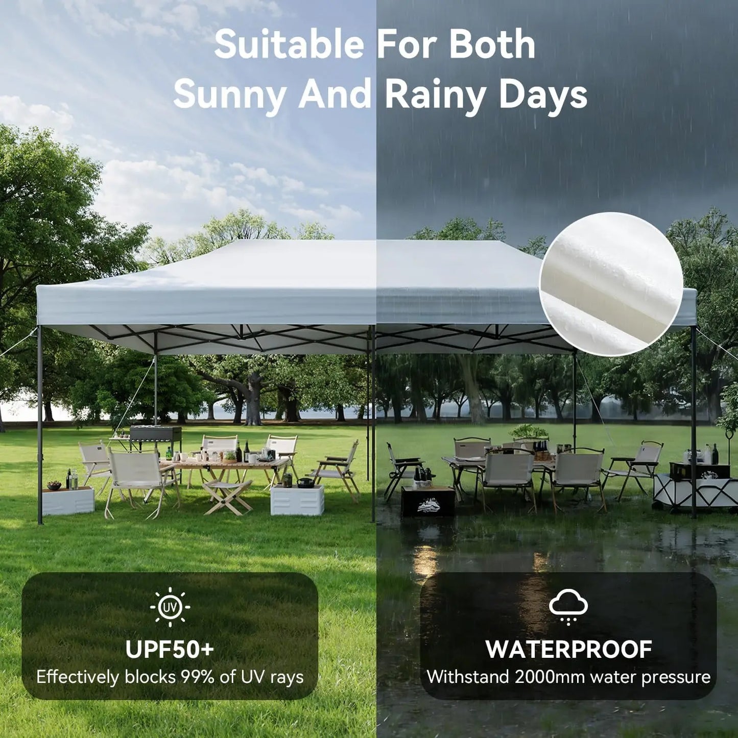 Outdoor Canopy Tent | 10x20 Pop Up Canopy with UV Protection | Adjustable Height for Events and Camping
