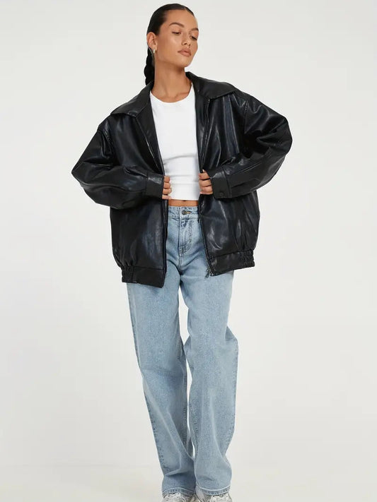 Sofia Collection | Women's Leather Jacket with Modern Zipper | Elegant Style for Versatile Outfits