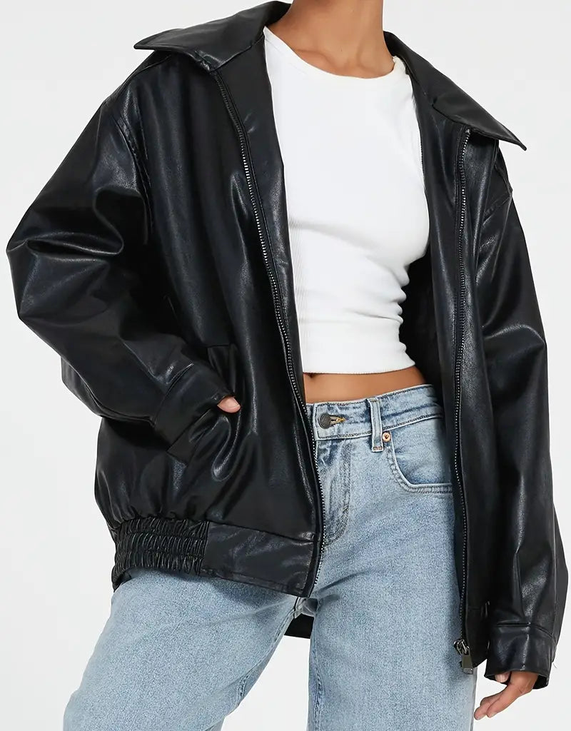 Sofia Collection | Women's Leather Jacket with Modern Zipper | Elegant Style for Versatile Outfits