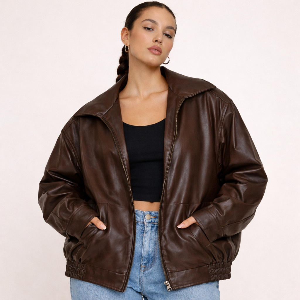 Sofia Collection | Women's Leather Jacket with Modern Zipper | Elegant Style for Versatile Outfits