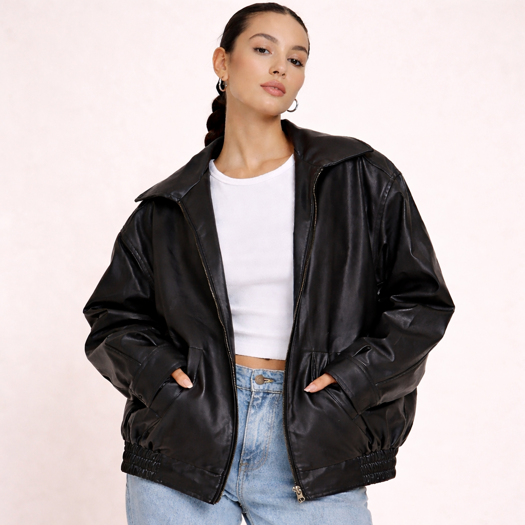 Sofia Collection | Women's Leather Jacket with Modern Zipper | Elegant Style for Versatile Outfits