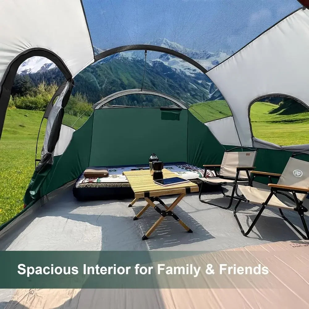 Spacious Family Camping Tent | 12-Person Waterproof Design with Quick Setup | Ideal for Outdoor Adventures