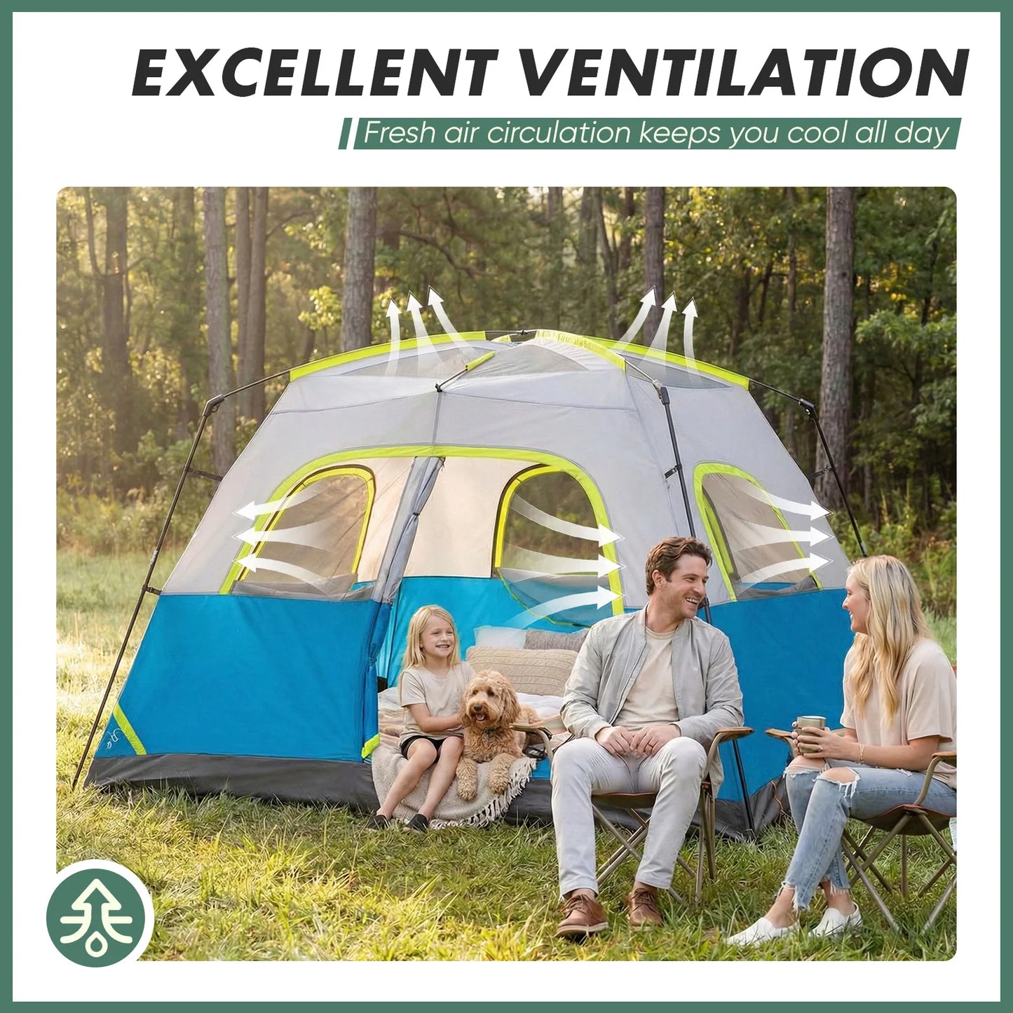 Spacious Family Camping Tent | 6-Person Waterproof Dome Design with Quick Setup | Ideal for Outdoor Adventures