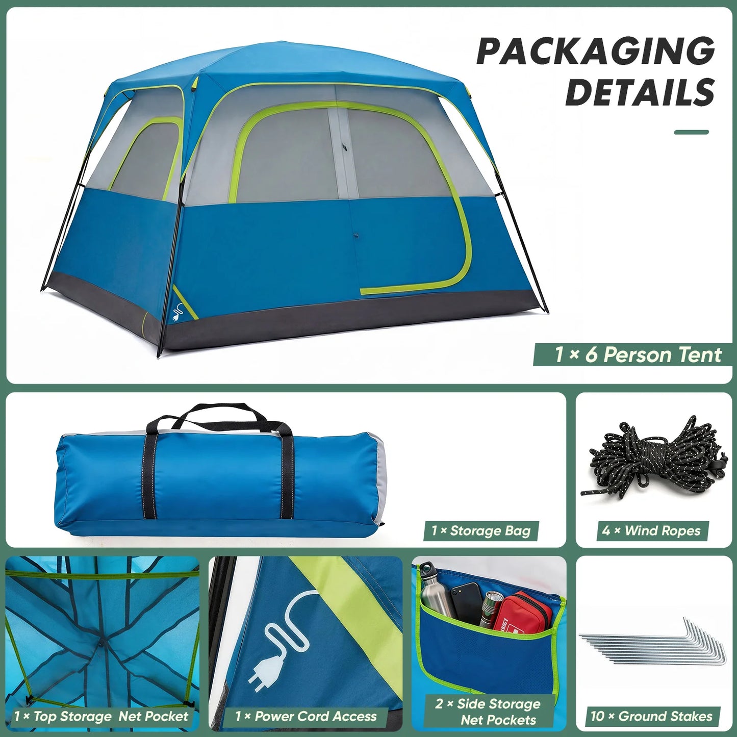 Spacious Family Camping Tent | 6-Person Waterproof Dome Design with Quick Setup | Ideal for Outdoor Adventures