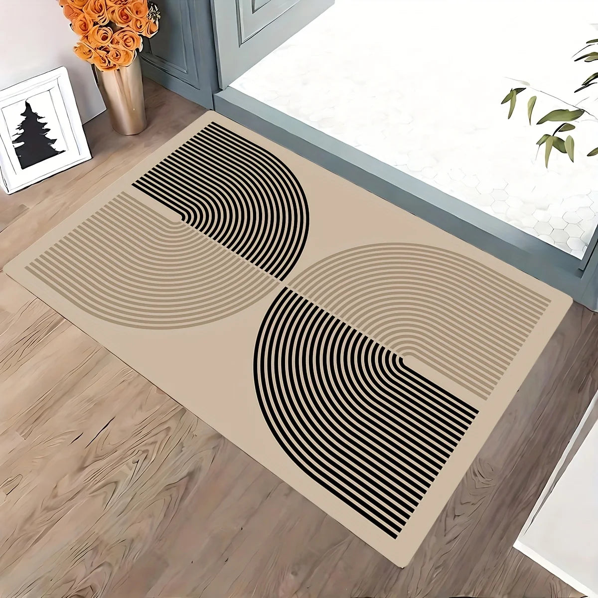 Stylish Flannel Doormat | Abstract Geometric Design with Washable Material | Versatile Welcome Mat for Home Decor