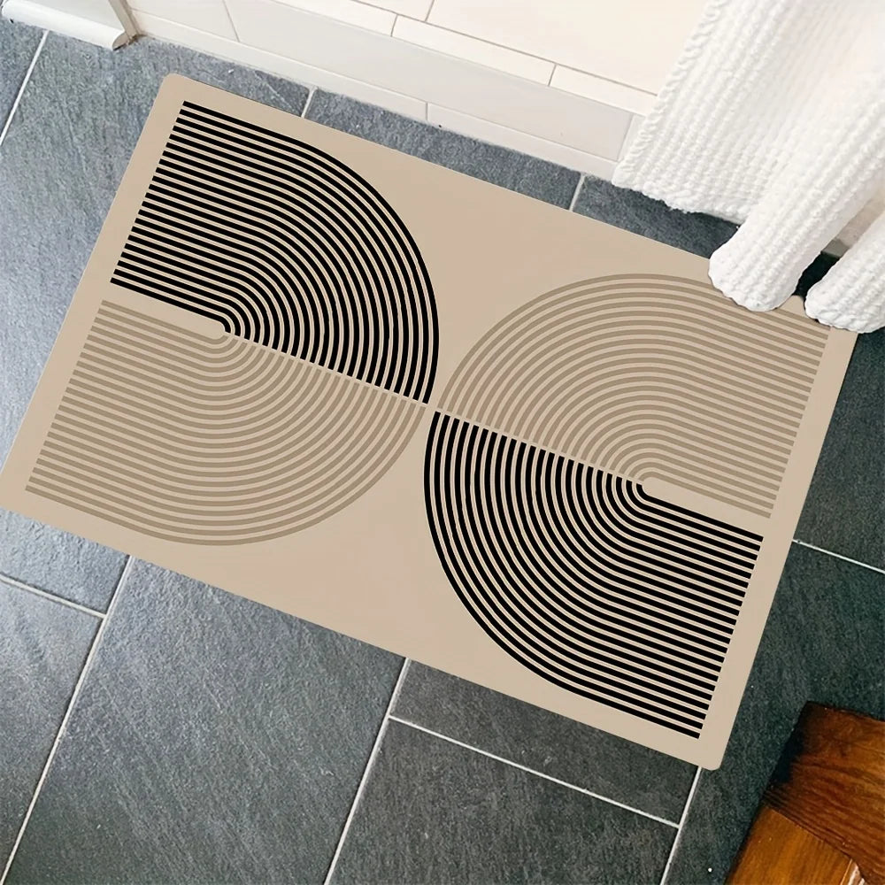 Stylish Flannel Doormat | Abstract Geometric Design with Washable Material | Versatile Welcome Mat for Home Decor