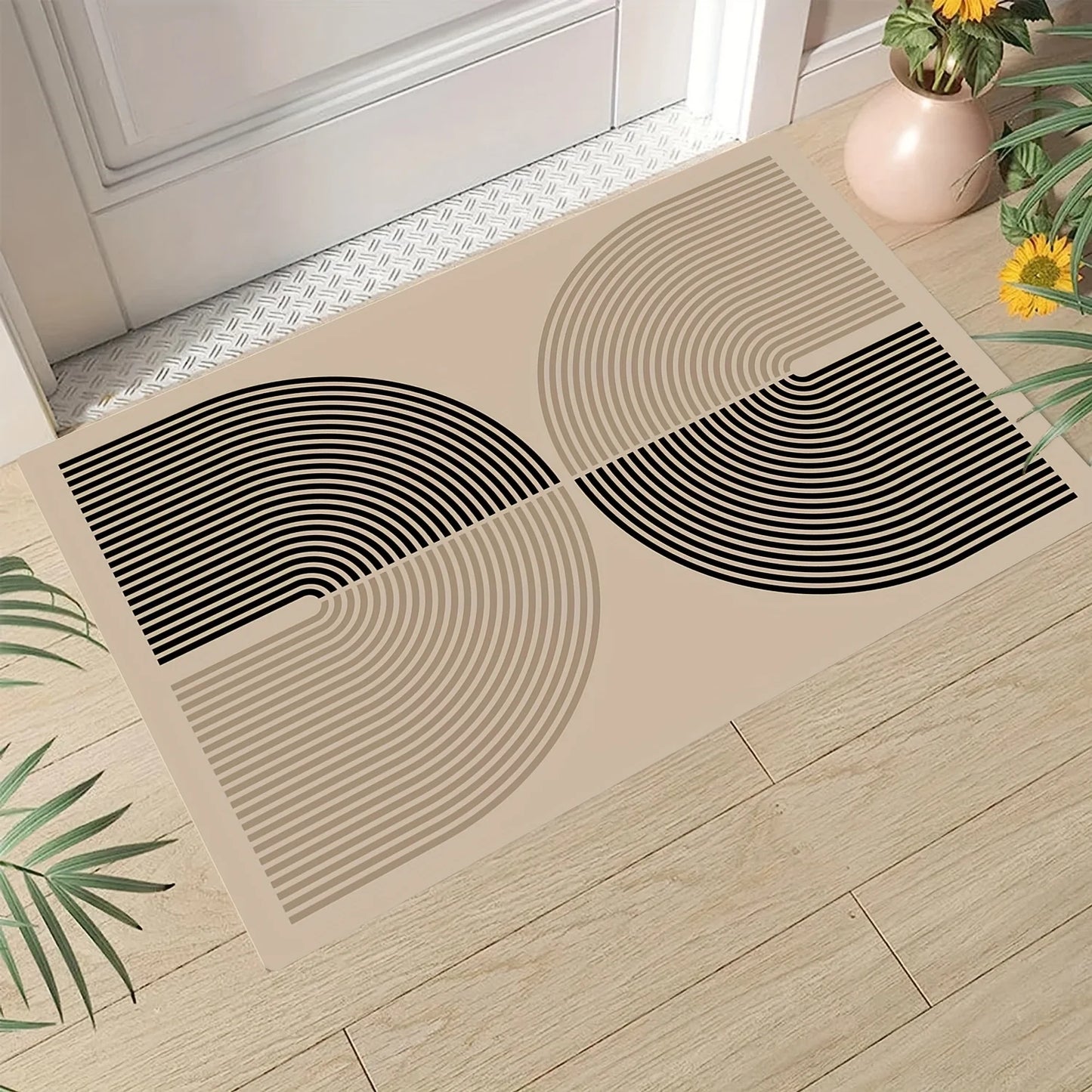 Stylish Flannel Doormat | Abstract Geometric Design with Washable Material | Versatile Welcome Mat for Home Decor