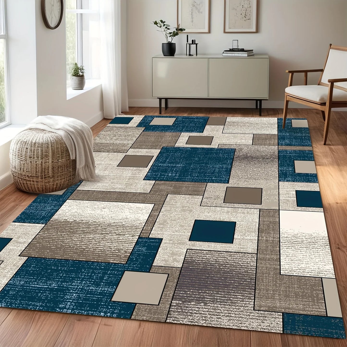 Stylish Geometric Area Rug | Washable Non-Slip Design for Living Room Use 4